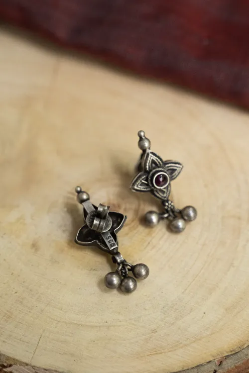 TICH Pure Silver Traditional Maharashtrian Earrings - Tarakini Studs - Image 4