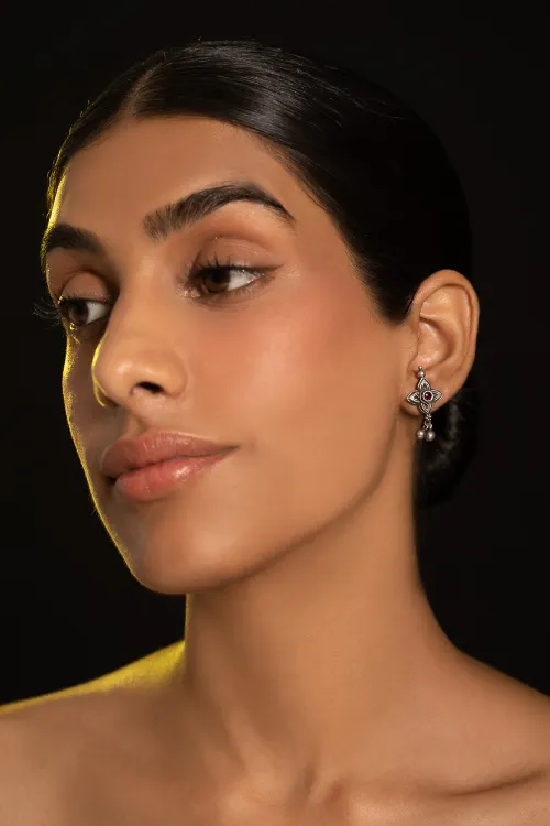 TICH Pure Silver Traditional Maharashtrian Earrings - Tarakini Studs - Image 6