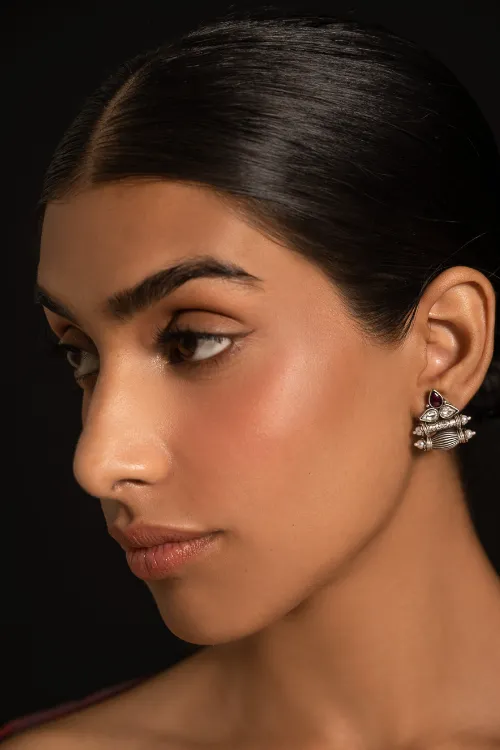 TICH Pure Silver Traditional Maharashtrian Earrings - Triveni - Image 2