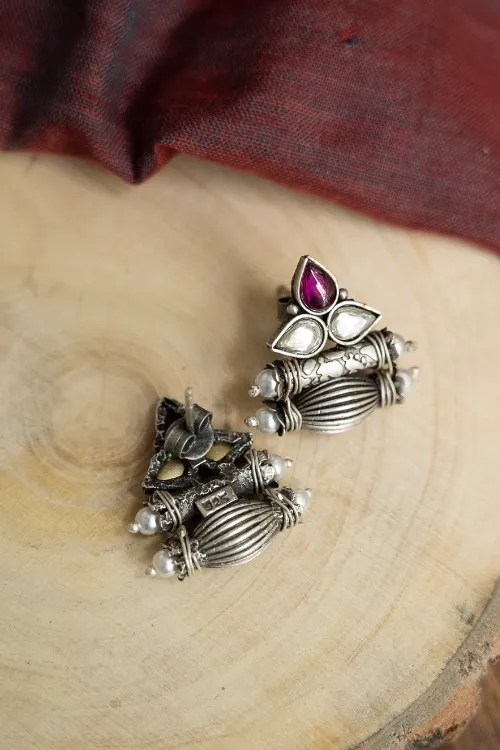 TICH Pure Silver Traditional Maharashtrian Earrings - Triveni - Image 4