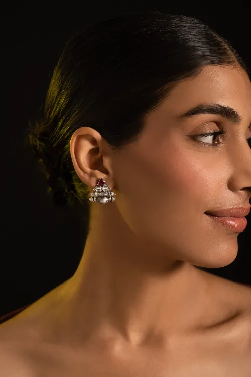 TICH Pure Silver Traditional Maharashtrian Earrings - Triveni - Image 5