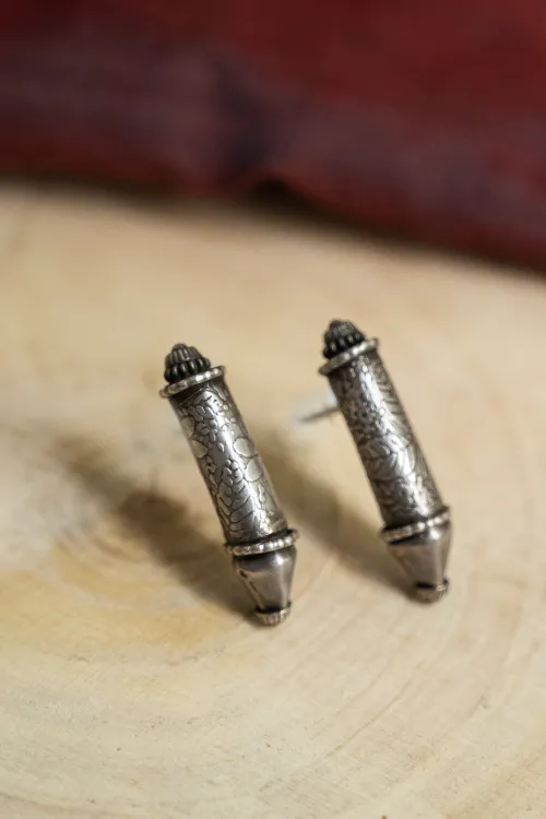 TICH Pure Silver Traditional Maharashtrian Earrings - Vilasini Studs - Image 2