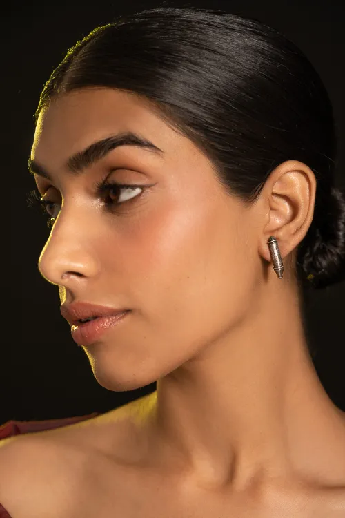 TICH Pure Silver Traditional Maharashtrian Earrings - Vilasini Studs - Image 3