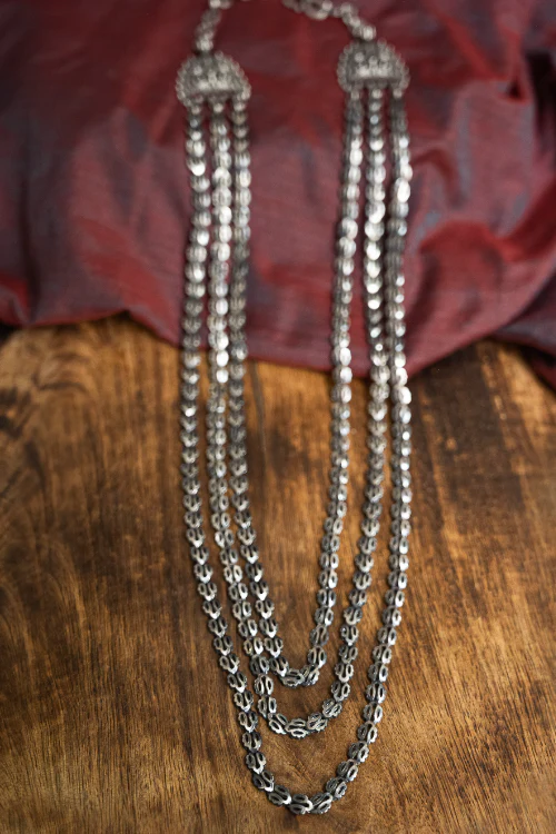 TICH Pure Silver Traditional Maharashtrian Neckpiece - Bakulihaar - Image 4