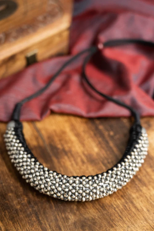 TICH Pure Silver Traditional Maharashtrian Neckpiece - Gadithushi - Image 3