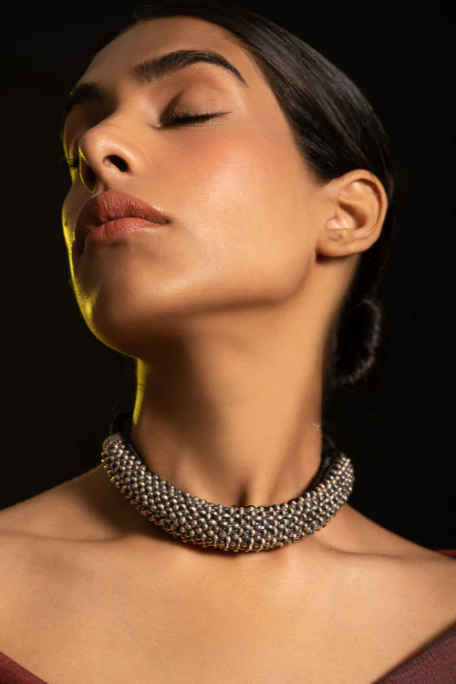 TICH Pure Silver Traditional Maharashtrian Neckpiece - Gadithushi - Image 6