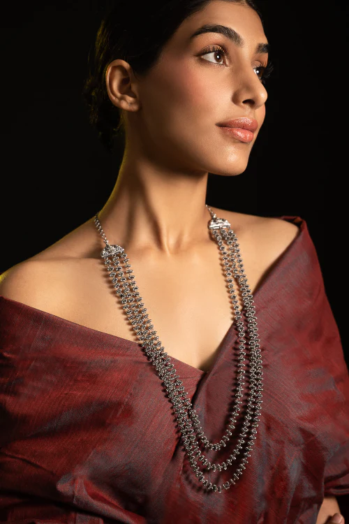 TICH Pure Silver Traditional Maharashtrian Neckpiece - Gajarihaar - Image 2