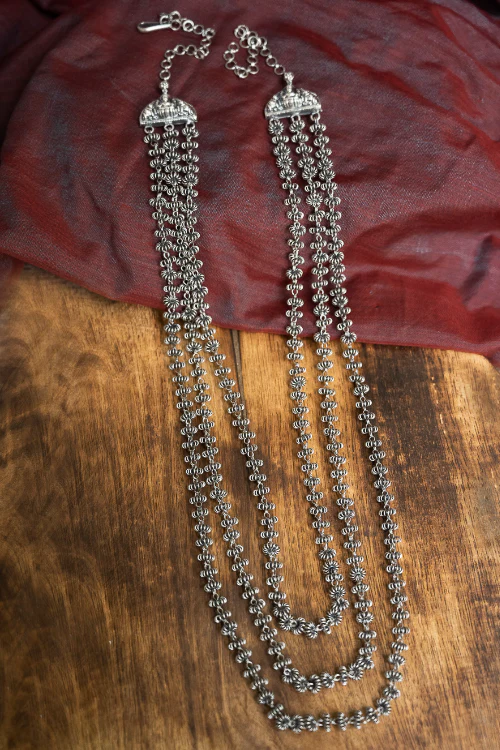 TICH Pure Silver Traditional Maharashtrian Neckpiece - Gajarihaar - Image 6