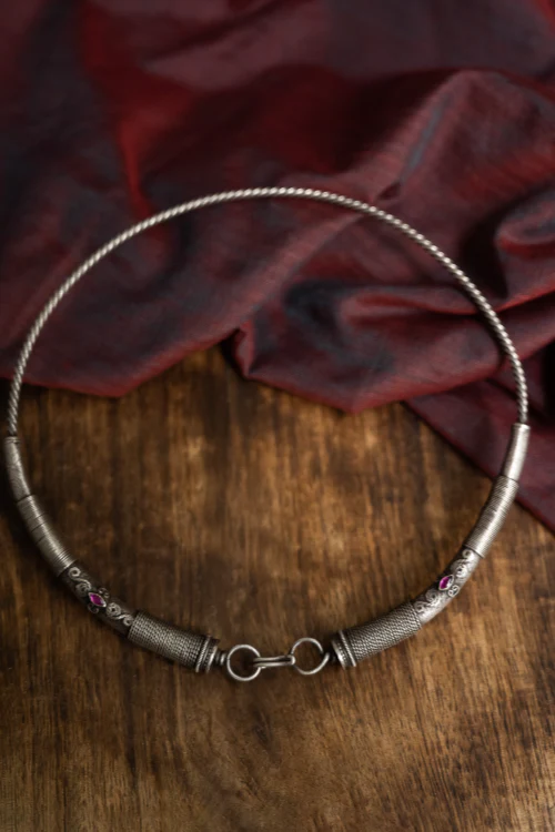 TICH Pure Silver Traditional Maharashtrian Neckpiece - Hasli Classic - Image 5