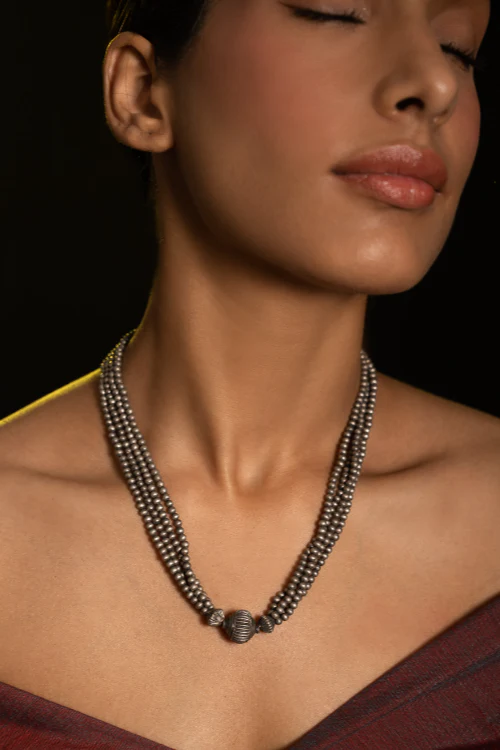 TICH Pure Silver Traditional Maharashtrian Neckpiece - Jodhalepoth - Image 4