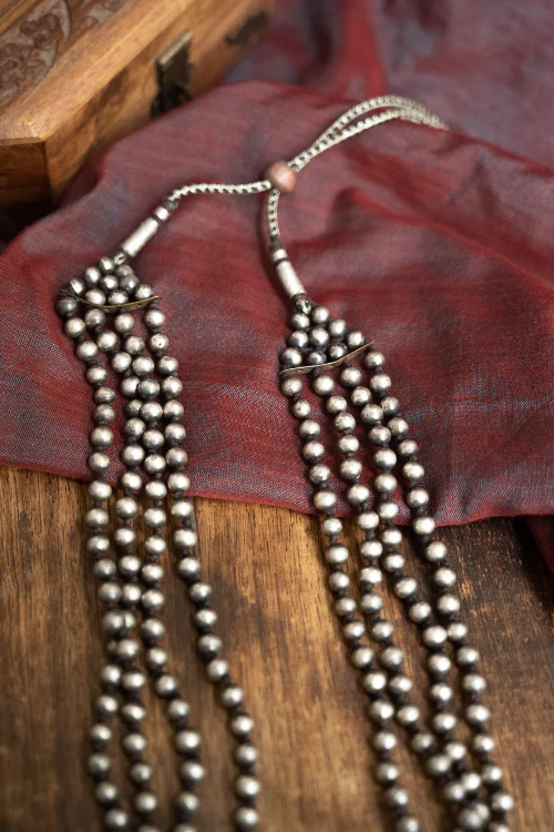 TICH Pure Silver Traditional Maharashtrian Neckpiece - Jondhalemani (4-Strings) - Image 4