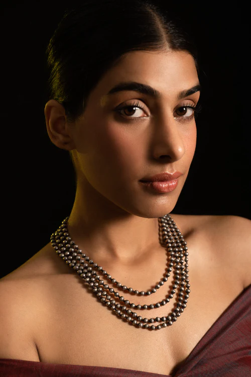 TICH Pure Silver Traditional Maharashtrian Neckpiece - Jondhalemani (4-Strings) - Image 5