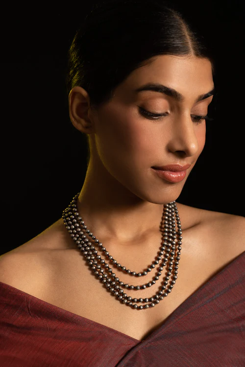 TICH Pure Silver Traditional Maharashtrian Neckpiece - Jondhalemani (4-Strings) - Image 6
