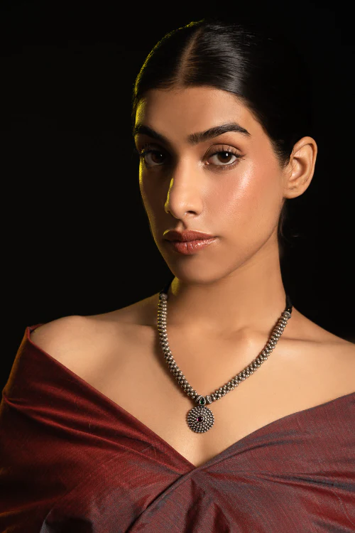 TICH Pure Silver Traditional Maharashtrian Neckpiece - Jondhalemani Thushi - Image 2
