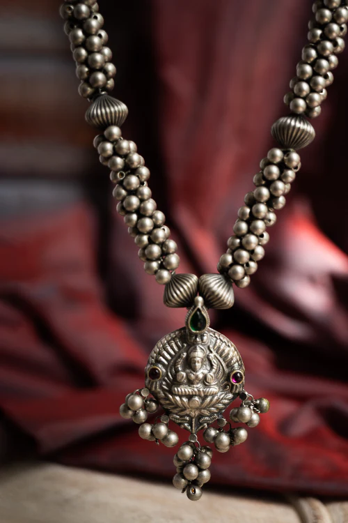 TICH Pure Silver Traditional Maharashtrian Neckpiece - Lakshmi Haar - Image 2