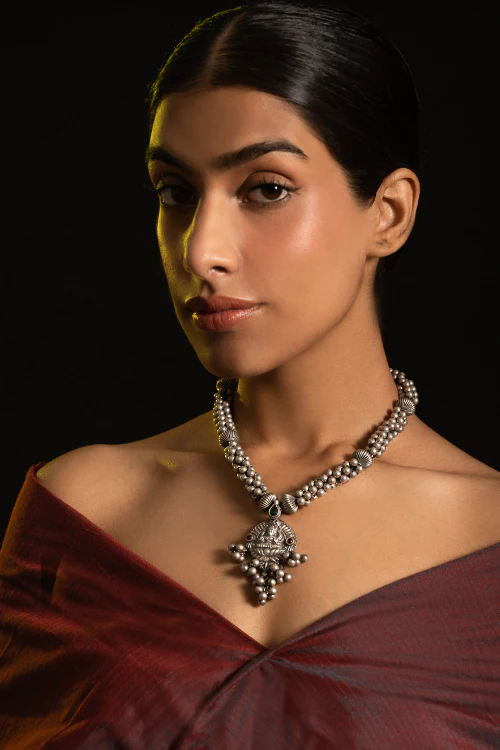 TICH Pure Silver Traditional Maharashtrian Neckpiece - Lakshmi Haar - Image 3