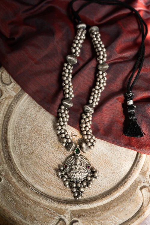 TICH Pure Silver Traditional Maharashtrian Neckpiece - Lakshmi Haar - Image 4
