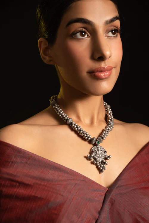 TICH Pure Silver Traditional Maharashtrian Neckpiece - Lakshmi Haar - Image 5