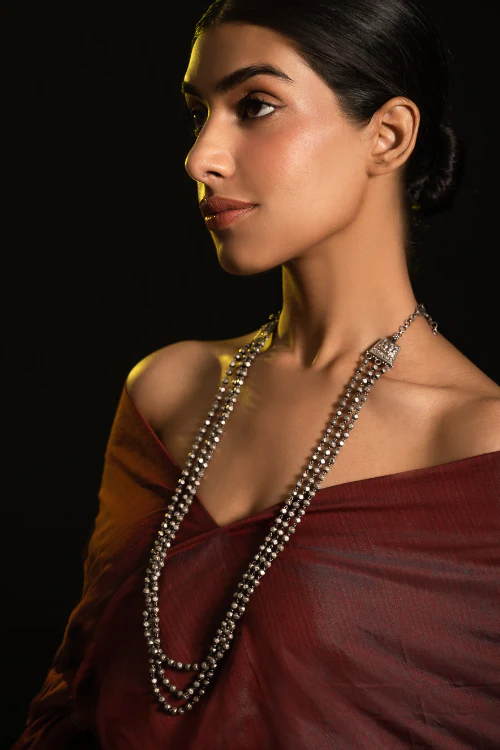 TICH Pure Silver Traditional Maharashtrian Neckpiece - Mohanmal (Double String) - Image 2