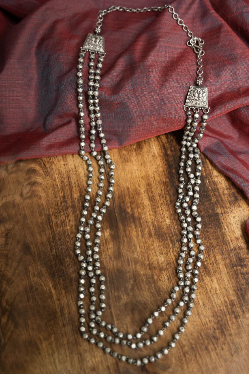 TICH Pure Silver Traditional Maharashtrian Neckpiece - Mohanmal (Double String) - Image 3