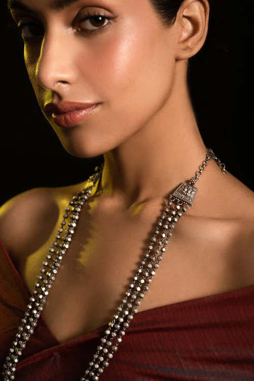 TICH Pure Silver Traditional Maharashtrian Neckpiece - Mohanmal (Double String) - Image 4