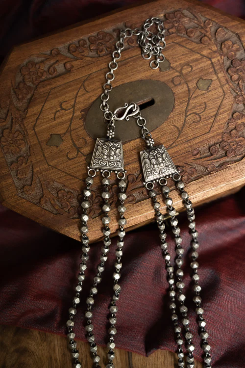 TICH Pure Silver Traditional Maharashtrian Neckpiece - Mohanmal (Double String) - Image 5
