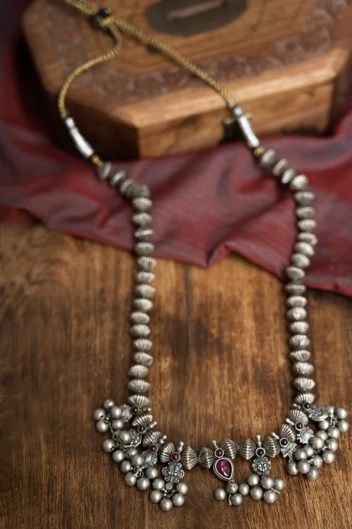 TICH Pure Silver Traditional Maharashtrian Neckpiece - Nishka - Image 2