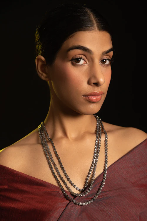 TICH Pure Silver Traditional Maharashtrian Neckpiece - Pohehaar (Tri-String) - Image 2