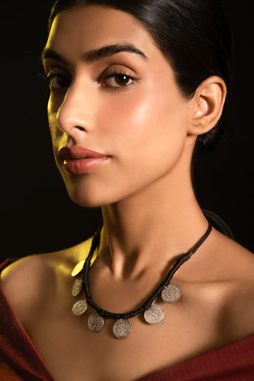 TICH Pure Silver Traditional Maharashtrian Neckpiece - Putalihaar (7-Coin) - Image 3