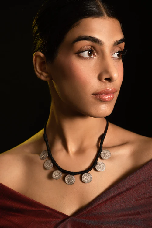 TICH Pure Silver Traditional Maharashtrian Neckpiece - Putalihaar (7-Coin) - Image 5