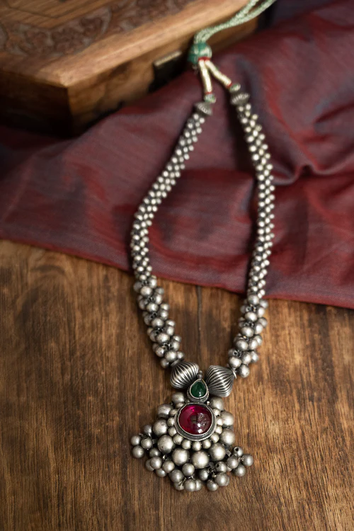 TICH Pure Silver Traditional Maharashtrian Neckpiece - Rangavi - Image 3