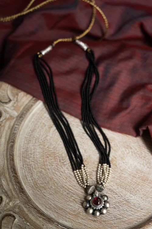 TICH Pure Silver Traditional Maharashtrian Neckpiece - Saaj Mangalsutra - Image 2