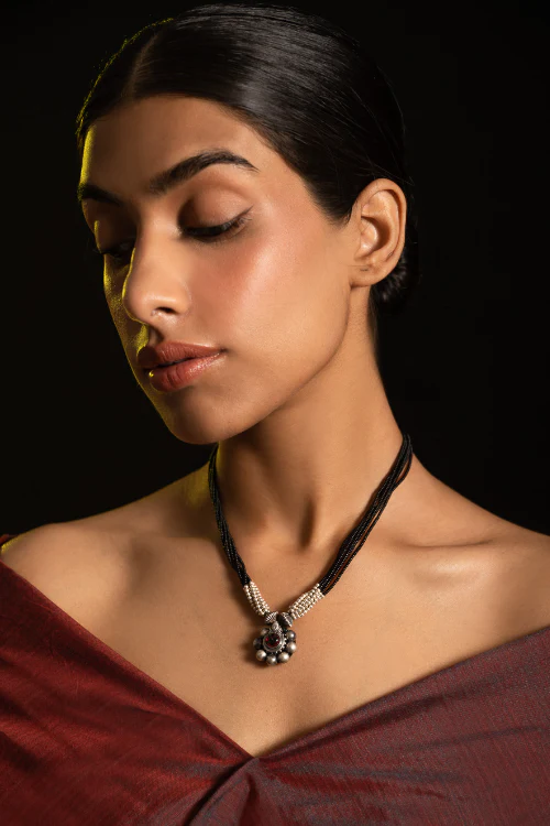TICH Pure Silver Traditional Maharashtrian Neckpiece - Saaj Mangalsutra - Image 4