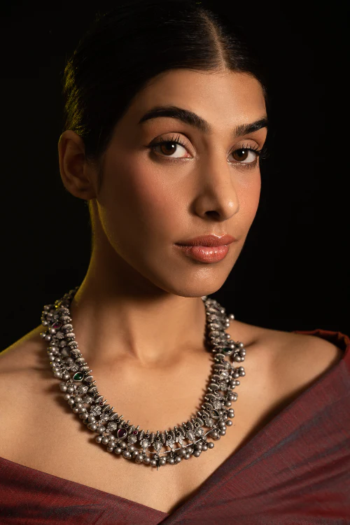 TICH Pure Silver Traditional Maharashtrian Neckpiece - Saaz - Image 4