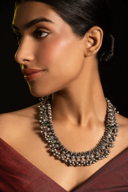 TICH Pure Silver Traditional Maharashtrian Neckpiece - Saaz - Image 5