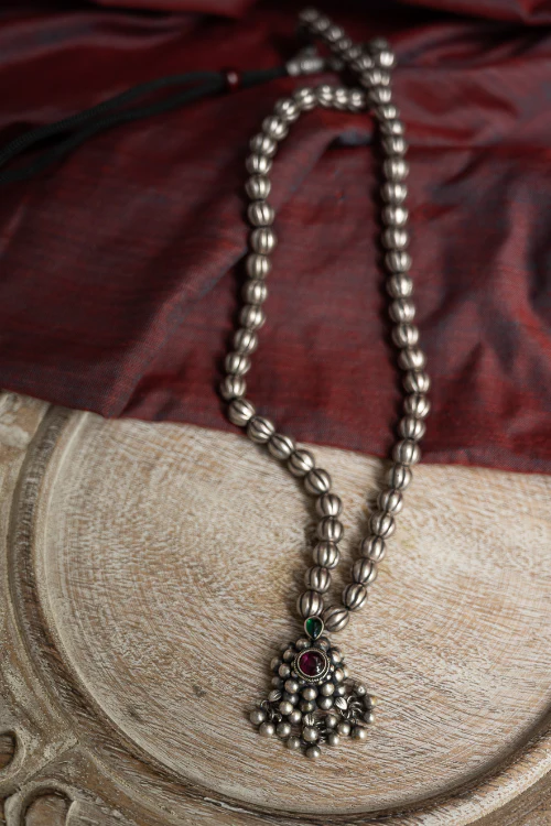 TICH Pure Silver Traditional Maharashtrian Neckpiece - Saaz Velura - Image 4