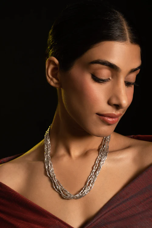 TICH Pure Silver Traditional Maharashtrian Neckpiece - Tandulhaar - Image 2