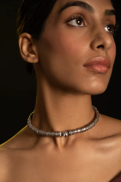 TICH Pure Silver Traditional Maharashtrian Neckpiece - The Hasli