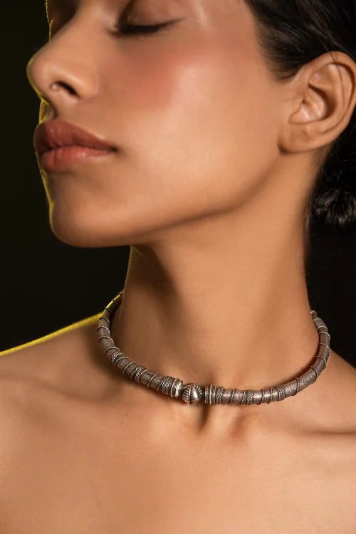 TICH Pure Silver Traditional Maharashtrian Neckpiece - The Hasli - Image 3