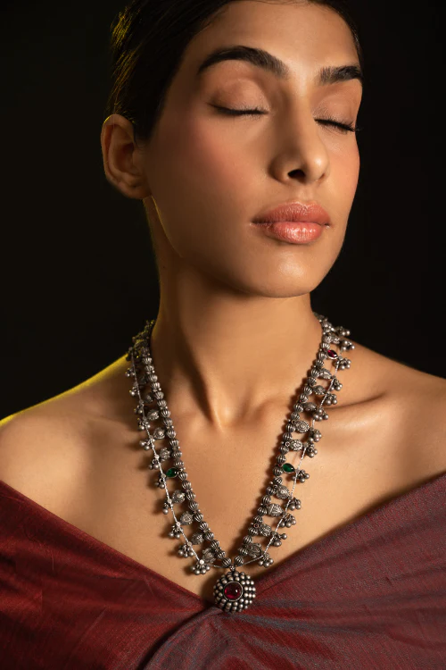 TICH Pure Silver Traditional Maharashtrian Neckpiece - The Saaz - Image 4