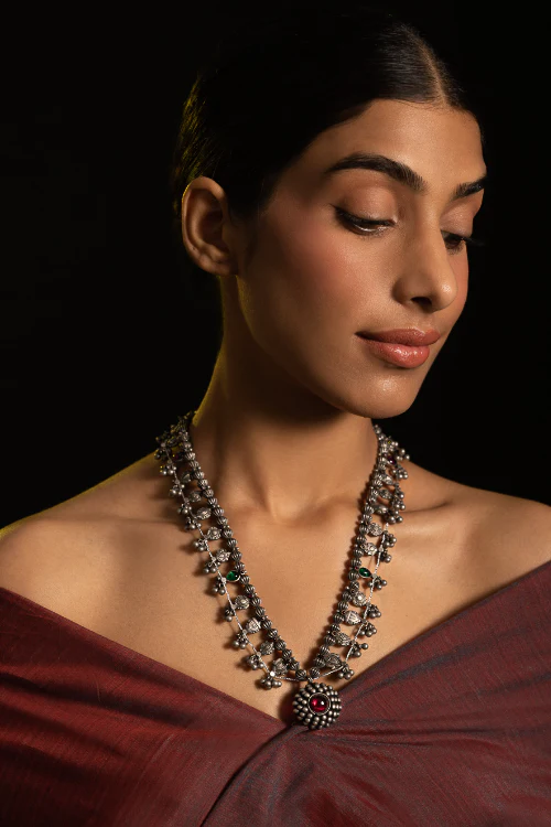 TICH Pure Silver Traditional Maharashtrian Neckpiece - The Saaz - Image 5