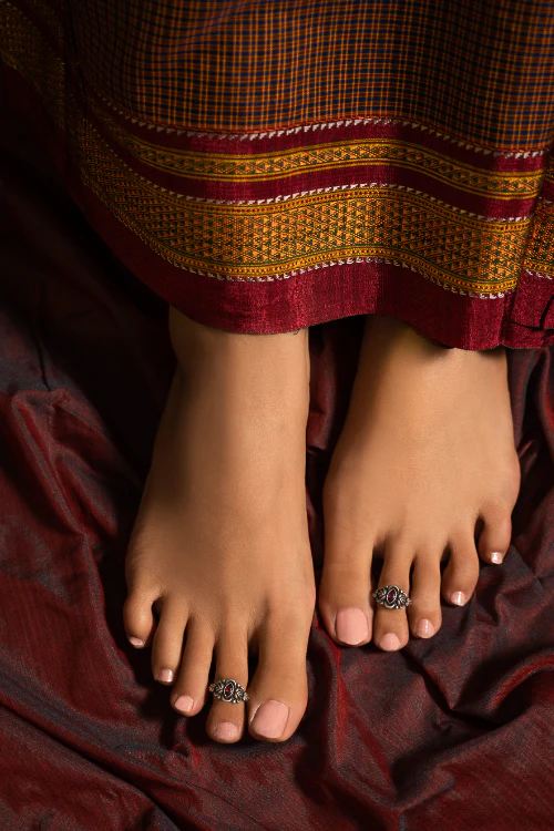 TICH Pure Silver Traditional Maharashtrian Toe Rings - Nupura (Set Of 2) - Image 3