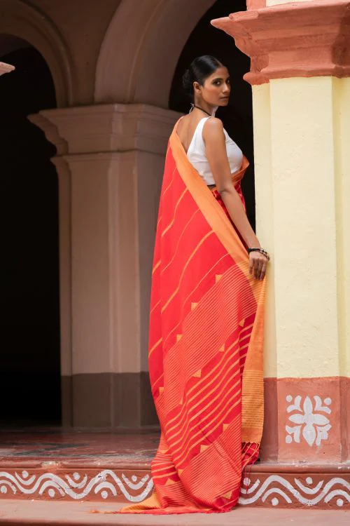 TICH Soft & Light. Handwoven Bengal Cotton Saree - Binyas - Image 3
