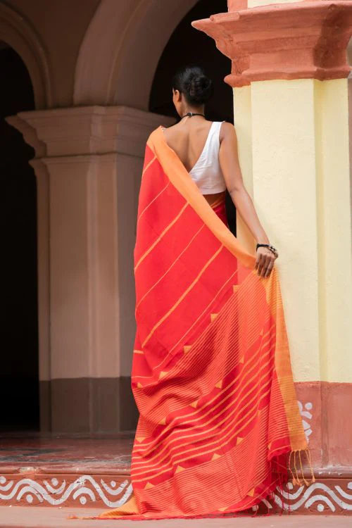TICH Soft & Light. Handwoven Bengal Cotton Saree - Binyas - Image 8