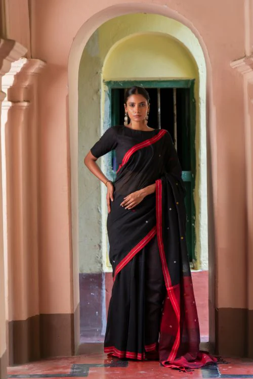 TICH Soft & Light. Handwoven Bengal Cotton Saree - Raat Baheli - Image 2