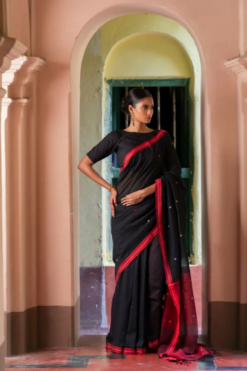 TICH Soft & Light. Handwoven Bengal Cotton Saree - Raat Baheli - Image 3