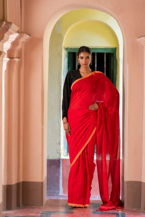 TICH Soft & Light. Handwoven Bengal Cotton Saree - Rang Dhara