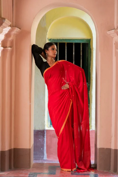 TICH Soft & Light. Handwoven Bengal Cotton Saree - Rang Dhara - Image 10