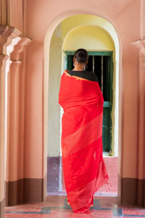 TICH Soft & Light. Handwoven Bengal Cotton Saree - Rang Dhara - Image 7