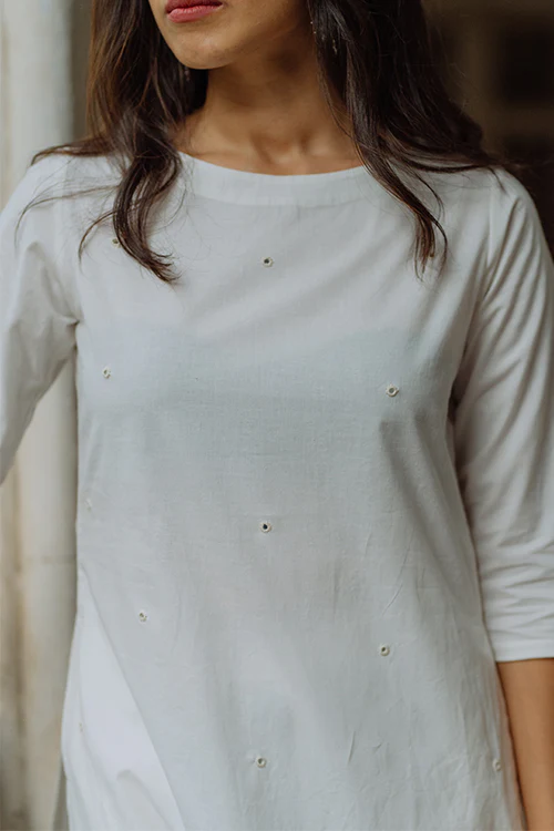 Okhai 'Together' Mirror Work Cotton Kurta Pant Set - Image 2